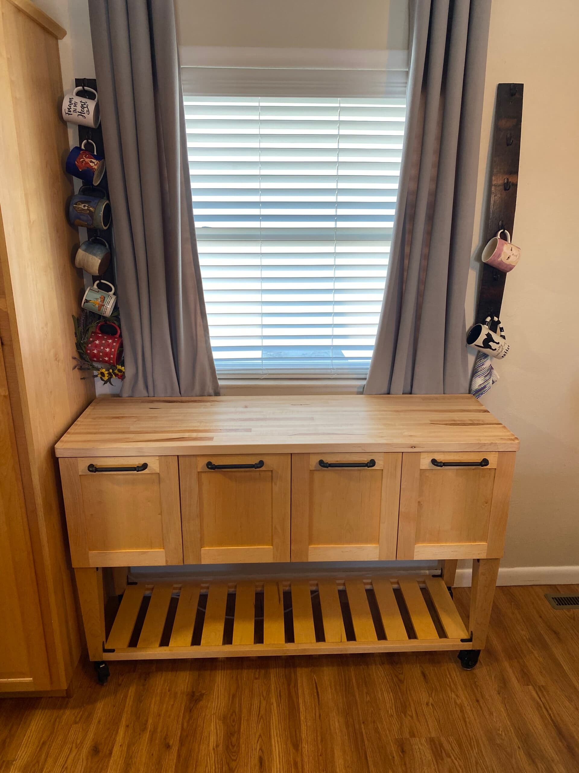 Rolling butcherblock island cabinet